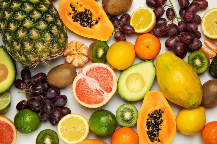 A seasonal arrangement of fresh fruit